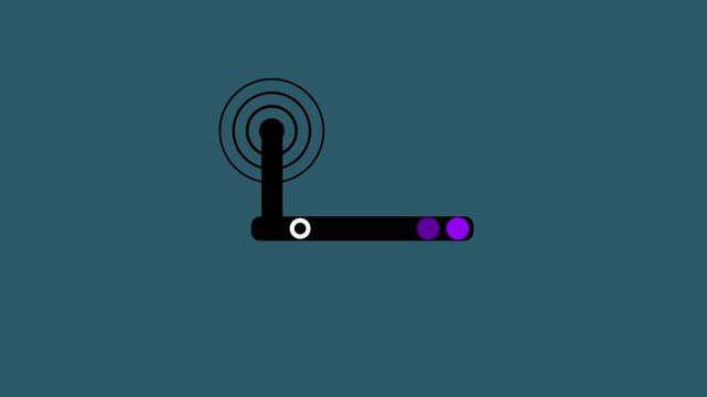 Digital technology abstract connecting tower with antennas radio wave animation background.