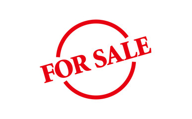 FOR SALE - Red Rubber Stamp with text FOR SALE
