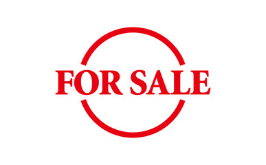FOR SALE - Red Rubber Stamp with text FOR SALE
