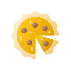 Flat Chocolate Pie Icon with Segment Removed on Transparent Background