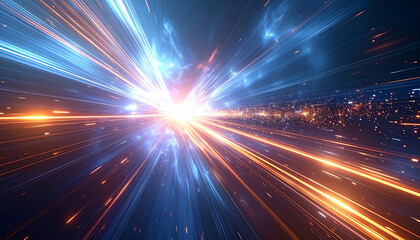 Obraz premium Abstract light rays on a blue background 4