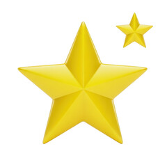 Obraz premium Two shiny yellow five pointed stars isolated on transparent background