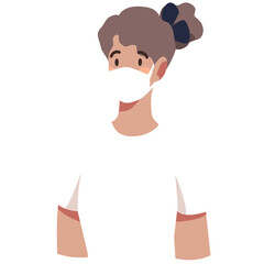 Woman with Medical Mask and White Top Isolated Illustration