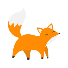 Cartoon Illustration of an Orange Fox