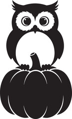 Vector art of cute owl sitting on a pumpkin
