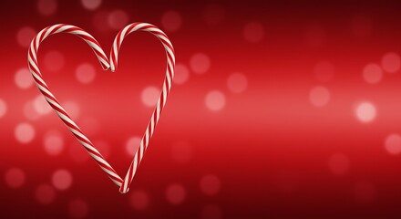 Christmas candy cane heart shape banner background 
