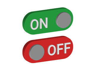 Simple 3D illustration of an on and off button icon. PNG format, transparent background.
