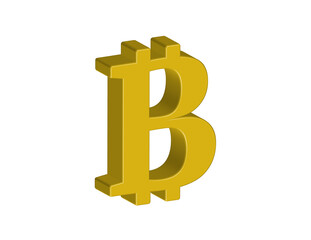 3D illustration of a Bitcoin symbol. Transparent background, PNG format.