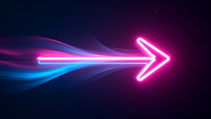 Neon arrow with glowing trail