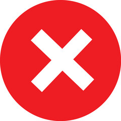 Fototapeta premium Cross Mark Flat Icon – Error and Deny Sign in Circle Vector Illustration