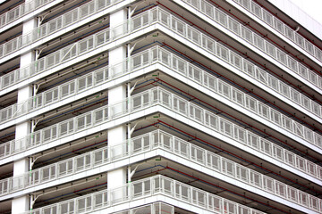 the architectural exterior design modern building use geometric shape with composite materials docore