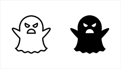 Ghosts icon set. Collection of various scary ghosts, Halloween concept, vector illustration on white background