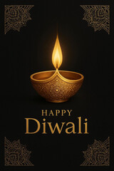 Diwali illustration with diya, Creative Diwali decorative diya illustration, Happy Diwali post design, Diwali or Dipavali festival, Colorful happy Diwali Instagram post
