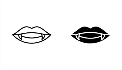 Vampire lips icon set, Halloween party line icon. vector illustration on white background