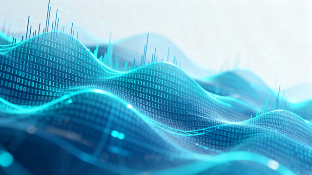 Digital wave with binary code