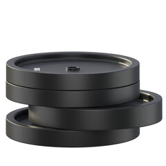 Stacked Black Barbell Plates on Transparent Background Fitness Equipment Still Life