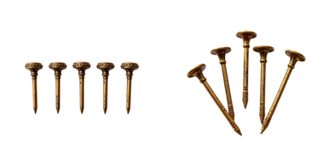 Detailed Close-Up of Brass Fasteners on White Background