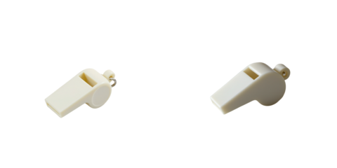 White Whistles on Black Background for Sports and Coaching Activities