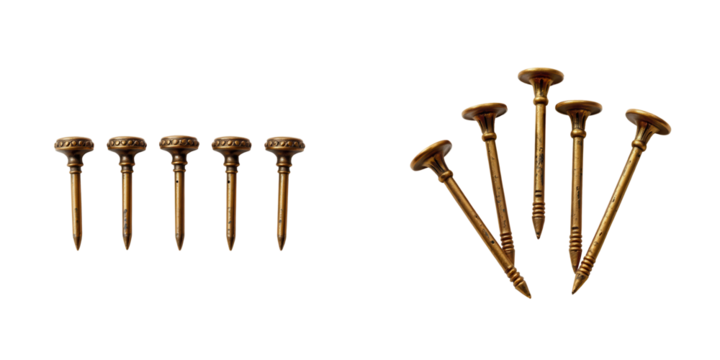 Detailed Close-Up of Brass Fasteners on White Background