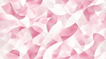 28.A chic and trendy geometric shrimp pattern with abstract curved lines and polygonal shapes, featuring a pastel pink color palette on a pure white background, perfect for fabric or wallpaper design.