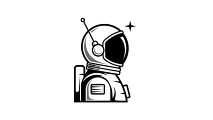 Black and White Astronaut Helmet Logo: Space Exploration and Future Tech Icon.