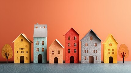 Minimal Residential Area Concept with Paper Buildings and Houses. Creative Housing Background Concept.