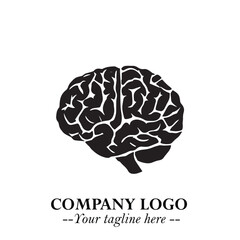Brain Muscular Logo Symbol Black on White Background in Bold Creative Vector Design for Smart Strength