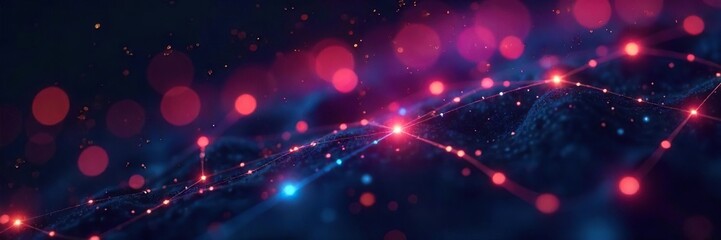 Glowing Network Abstract Interconnected Lines Symbolize Technological Innovation and Futuristic Connectivity, Ideal for Tech and Network Projects