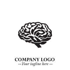 Brain Muscular Logo Symbol Black on White Background in Bold Creative Vector Design for Smart Strength