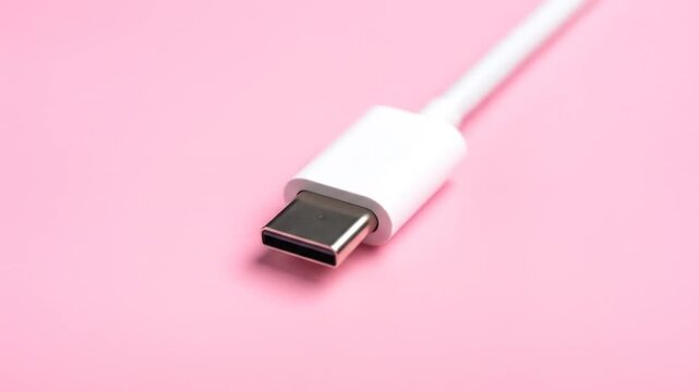 USBC cable on pink background.