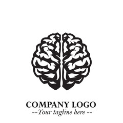 Brain Muscular Logo Symbol Black on White Background in Bold Creative Vector Design for Smart Strength