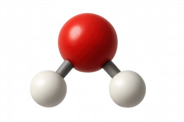 H2o molecular model representing chemistry, science, and education concept on a transparent background
