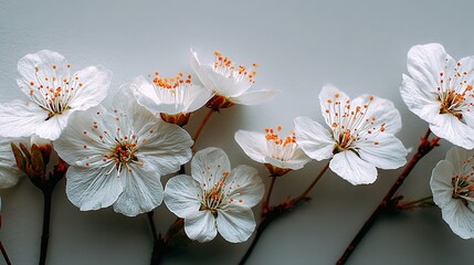 White Flowers Texture. Creative Minimal Concept in Flat Lay Style.
