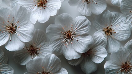 White Flowers Texture. Creative Minimal Concept in Flat Lay Style.