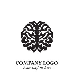 Brain Muscular Logo Symbol Black on White Background in Bold Creative Vector Design for Smart Strength