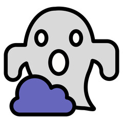Ghost with cloud icon in flat style