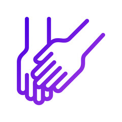 Gradient Purple Hands Together Icon on Transparent Background Minimalist Design