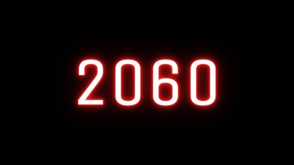 Happy new year 2060 illustration background. Neon Happy New Year text.