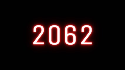 Happy new year 2062 illustration background. Neon Happy New Year text.