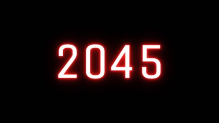 Happy new year 2045 illustration background. Neon Happy New Year text.