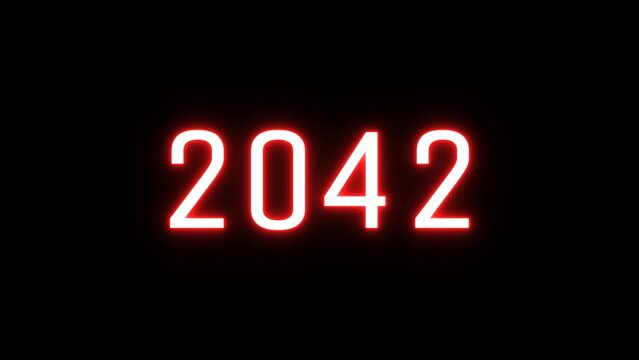 Happy new year 2042 illustration background. Neon Happy New Year text.