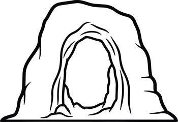 Illustrator Vector Rock cave entrance nature stone archway silhouette