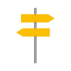 Directional Signpost with Two Yellow Arrows Pointing in Opposite Directions.