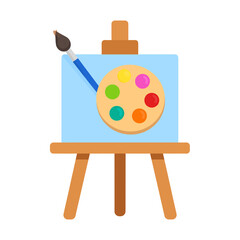 Art Easel with Palette and Brush A Colorful Artistic Setup.