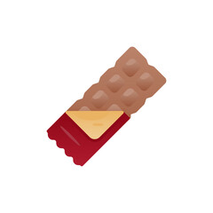 Gradient Chocolate Bar Icon with Red Wrapper on Transparent Backdrop
