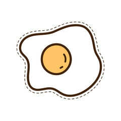 Sunny Side Up Egg Illustration with Brown Outline on Transparent Background Breakfast Food Concept