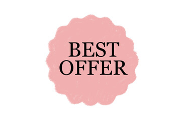 Best offer text on pink badge isolated on transparent background for promotion sale