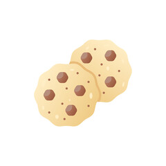 Two Chocolate Chip Cookies in Gradient Style on Transparent Background