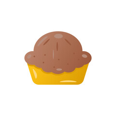 Pixelated Chocolate Cupcake Icon on Transparent Background Sweet Dessert Food Brown Yellow Minimalist Illustration Design