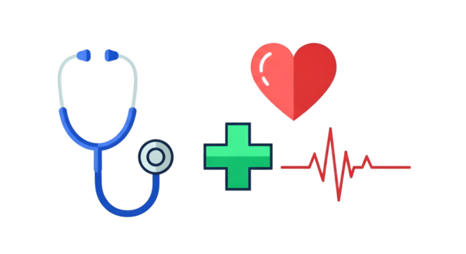 Stethoscope and Heartbeat Medical Icons – Healthcare and Medicine Vector Illustration for Posters, Flyers, Web, and Banners
